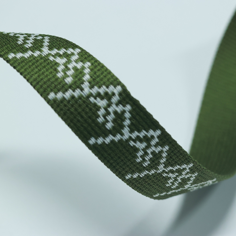 Jacquard Webbing with Green Woven Patterns