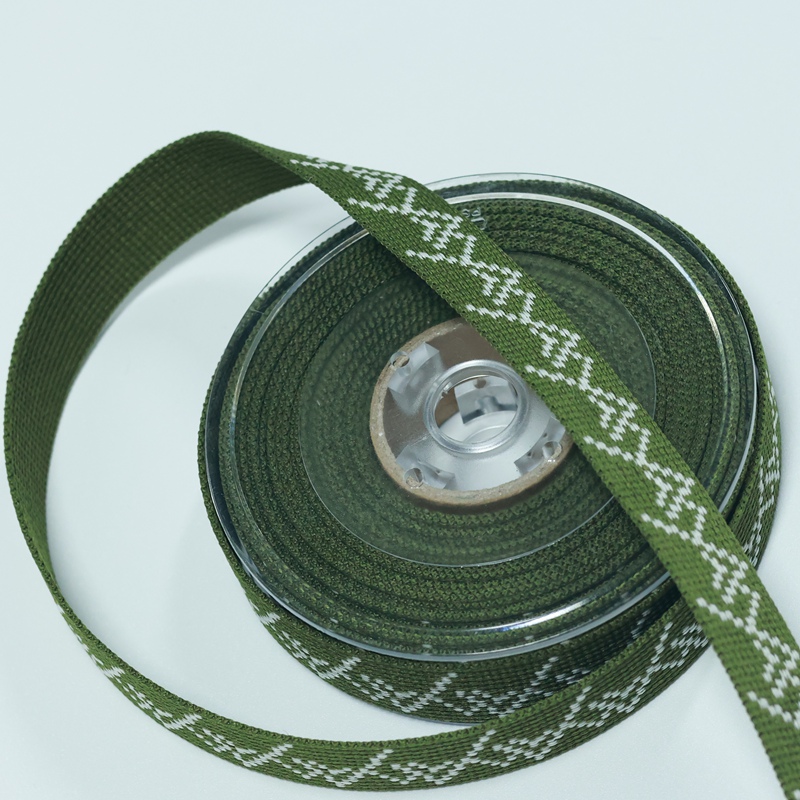 Jacquard Webbing with Green Woven Patterns