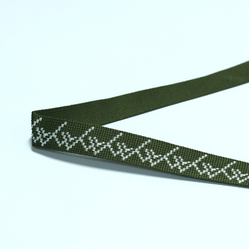 Jacquard Webbing with Green Woven Patterns