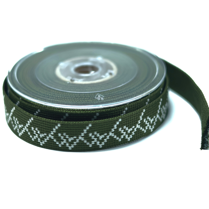 Jacquard Webbing with Green Woven Patterns